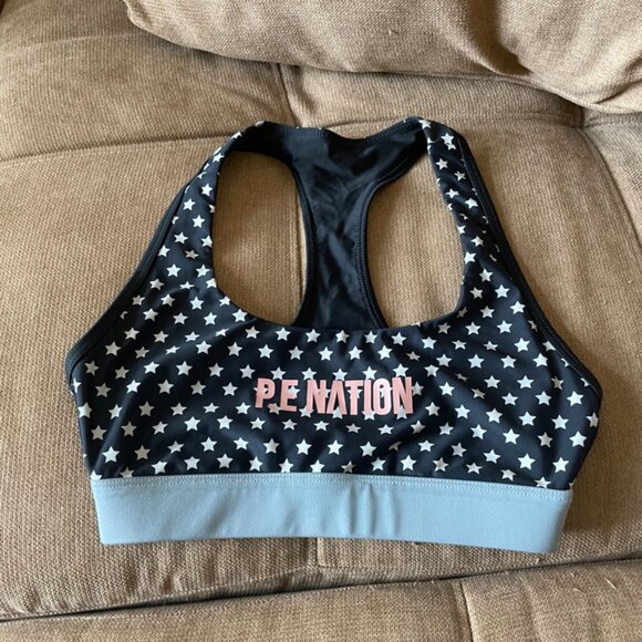 PE.NATION SPORT BRA WHITE BLACK PINK STARS SIZE XSMALL GYM YOGA CHIC SPORTY - Picture 14 of 14
